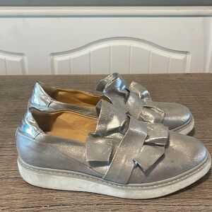 GEOX Respira Silver Metallic‎ Loafers 39EU